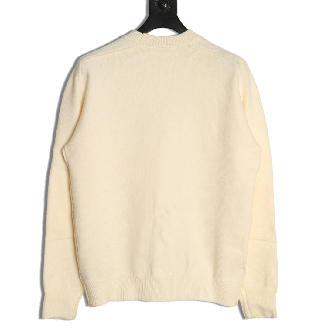 Burberry Cream Equestrian Knight-Detail Crewneck Sweater