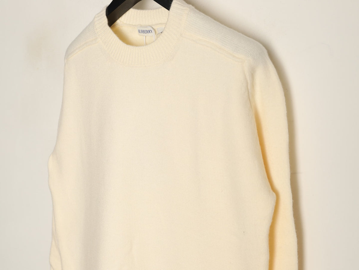 Burberry Cream Equestrian Knight-Detail Crewneck Sweater