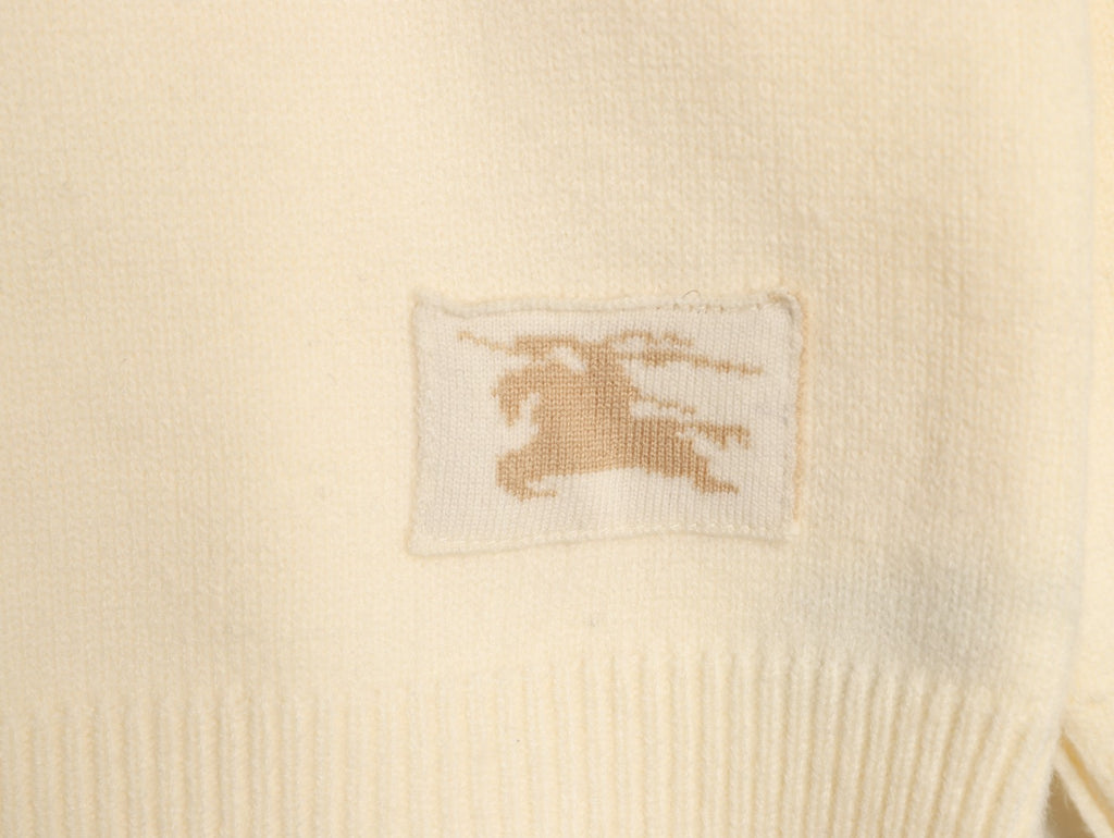 Burberry Cream Equestrian Knight-Detail Crewneck Sweater