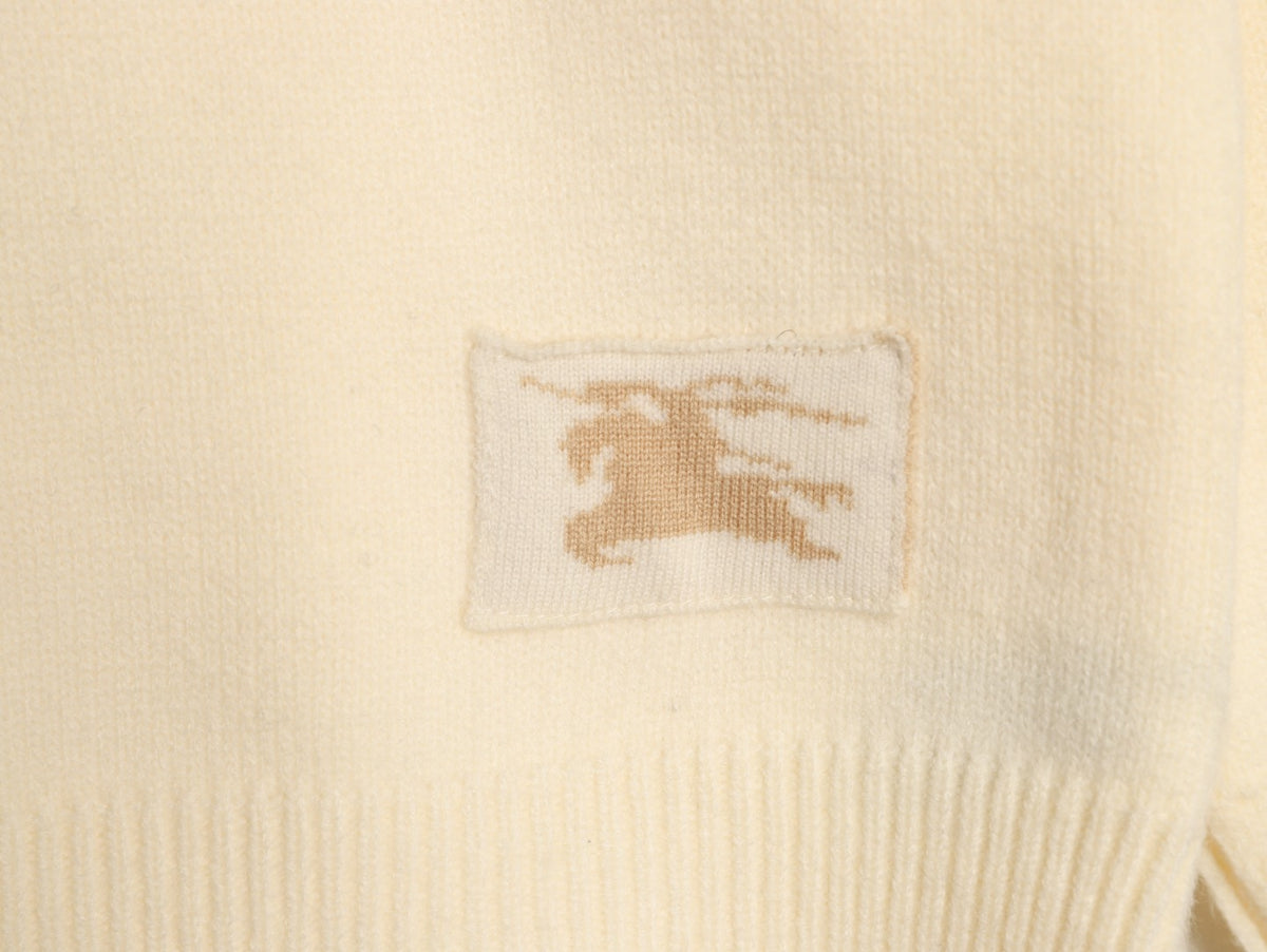 Burberry Cream Equestrian Knight-Detail Crewneck Sweater