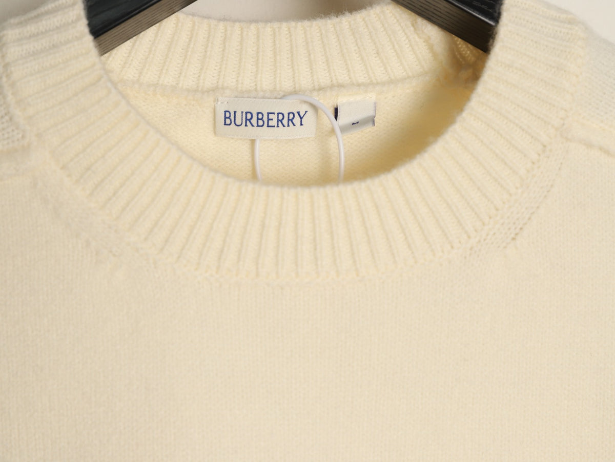 Burberry Cream Equestrian Knight-Detail Crewneck Sweater