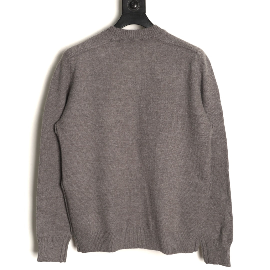 Burberry Gray Equestrian Knight-Detail Crewneck Sweater