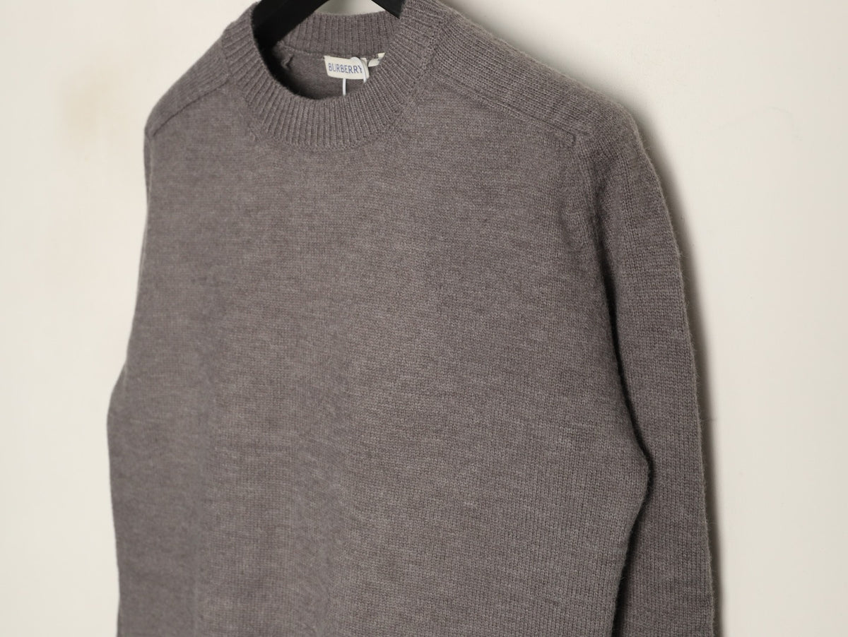 Burberry Gray Equestrian Knight-Detail Crewneck Sweater