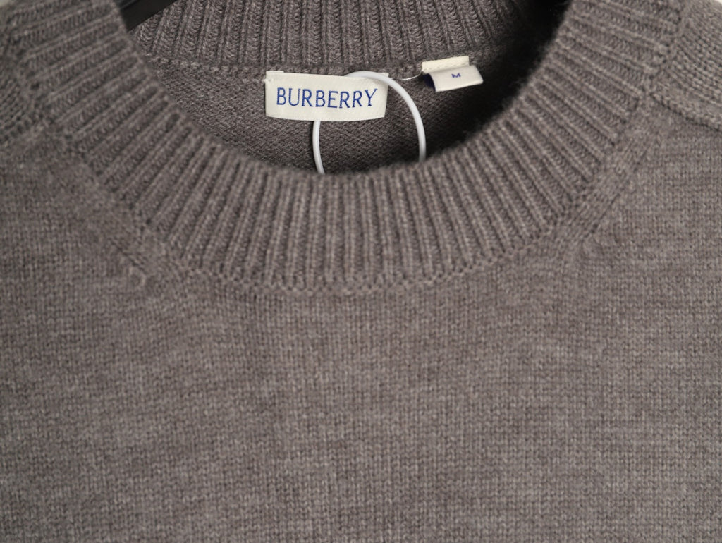 Burberry Gray Equestrian Knight-Detail Crewneck Sweater