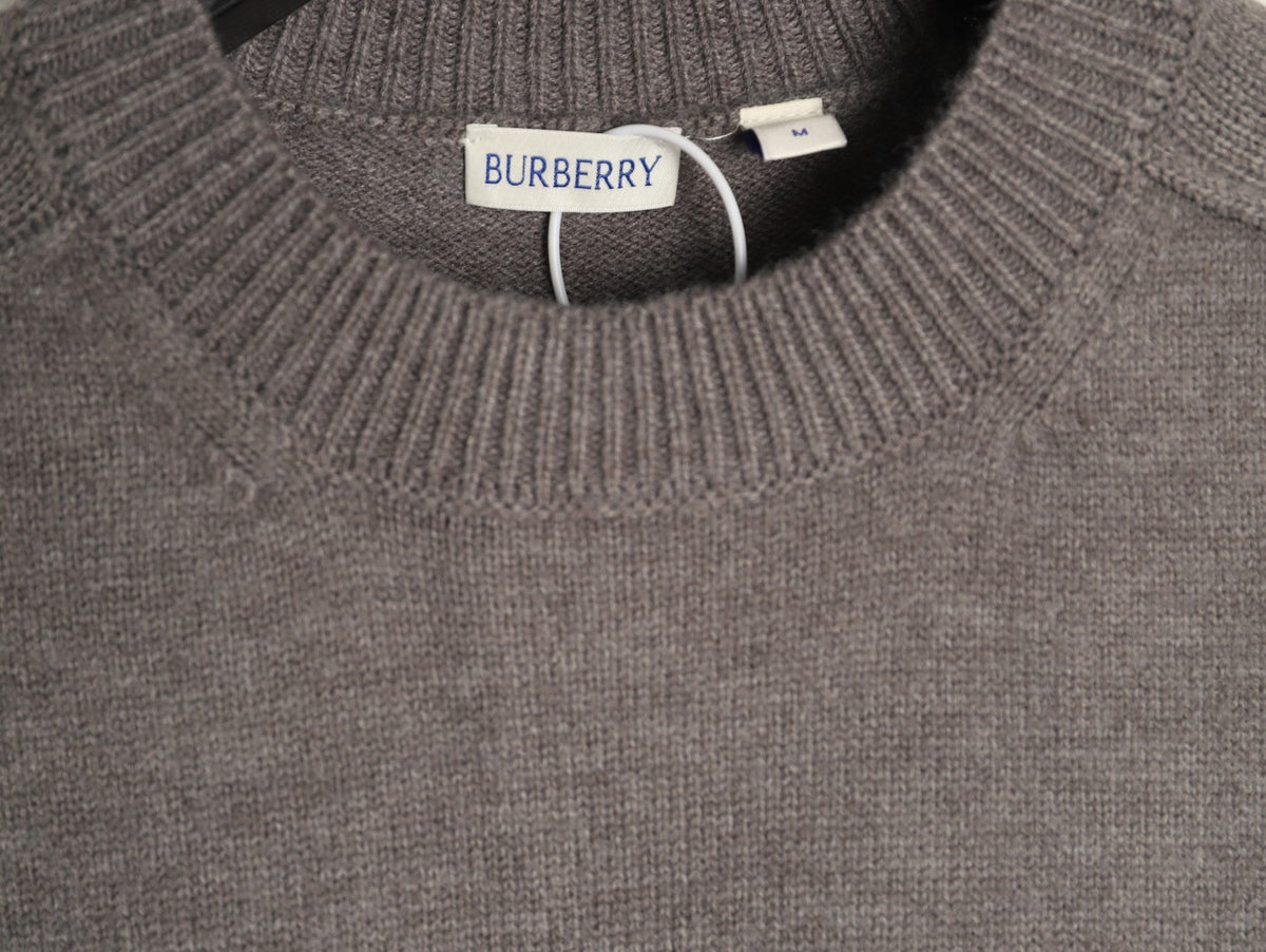 Burberry Gray Equestrian Knight-Detail Crewneck Sweater