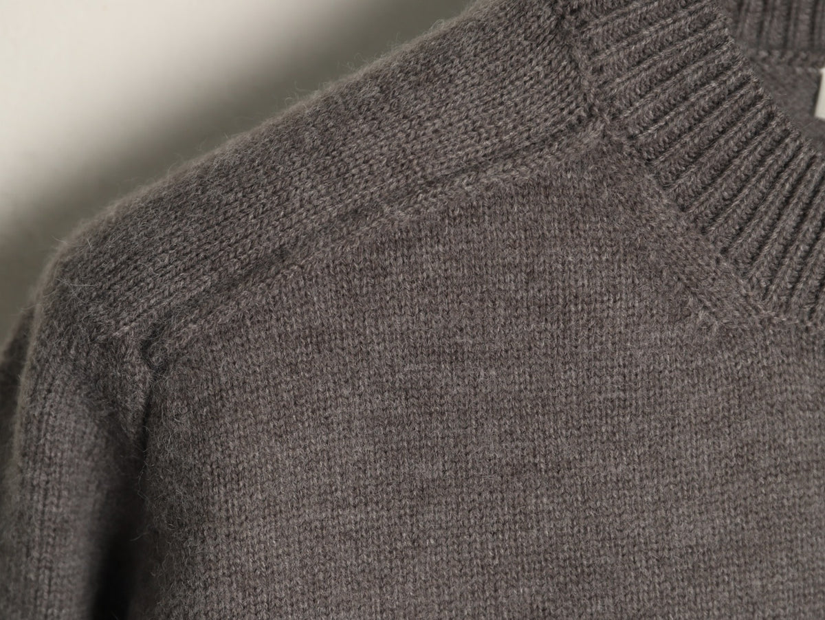 Burberry Gray Equestrian Knight-Detail Crewneck Sweater