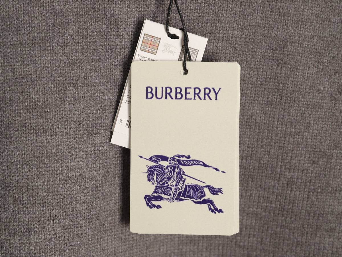 Burberry Gray Equestrian Knight-Detail Crewneck Sweater