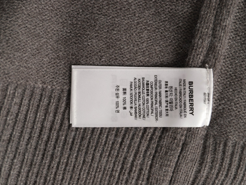 Burberry Gray Equestrian Knight-Detail Crewneck Sweater