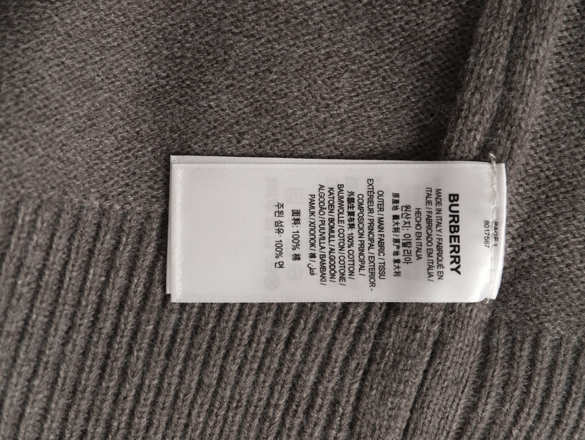 Burberry Gray Equestrian Knight-Detail Crewneck Sweater