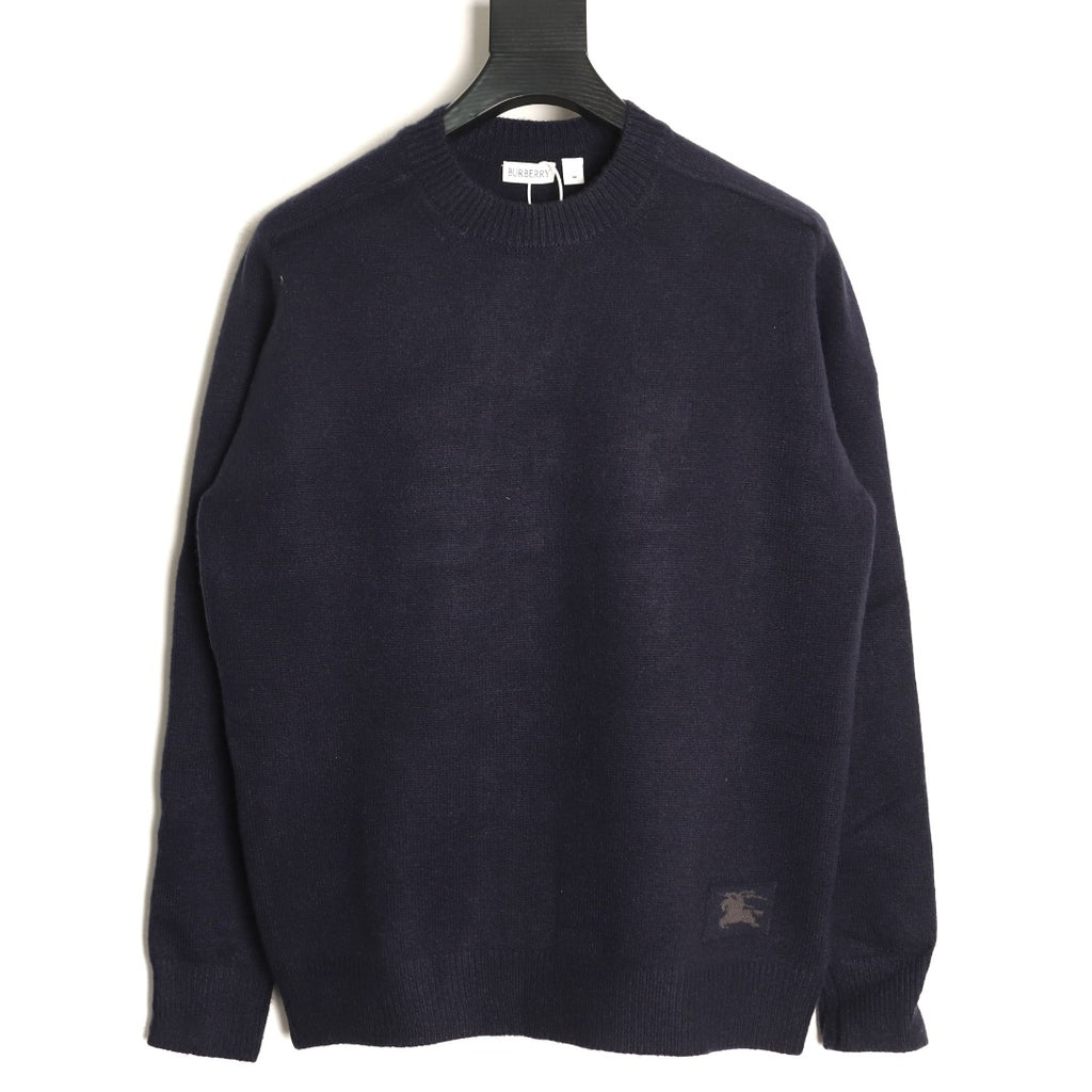 Burberry Navy Equestrian Knight-Detail Crewneck Sweater