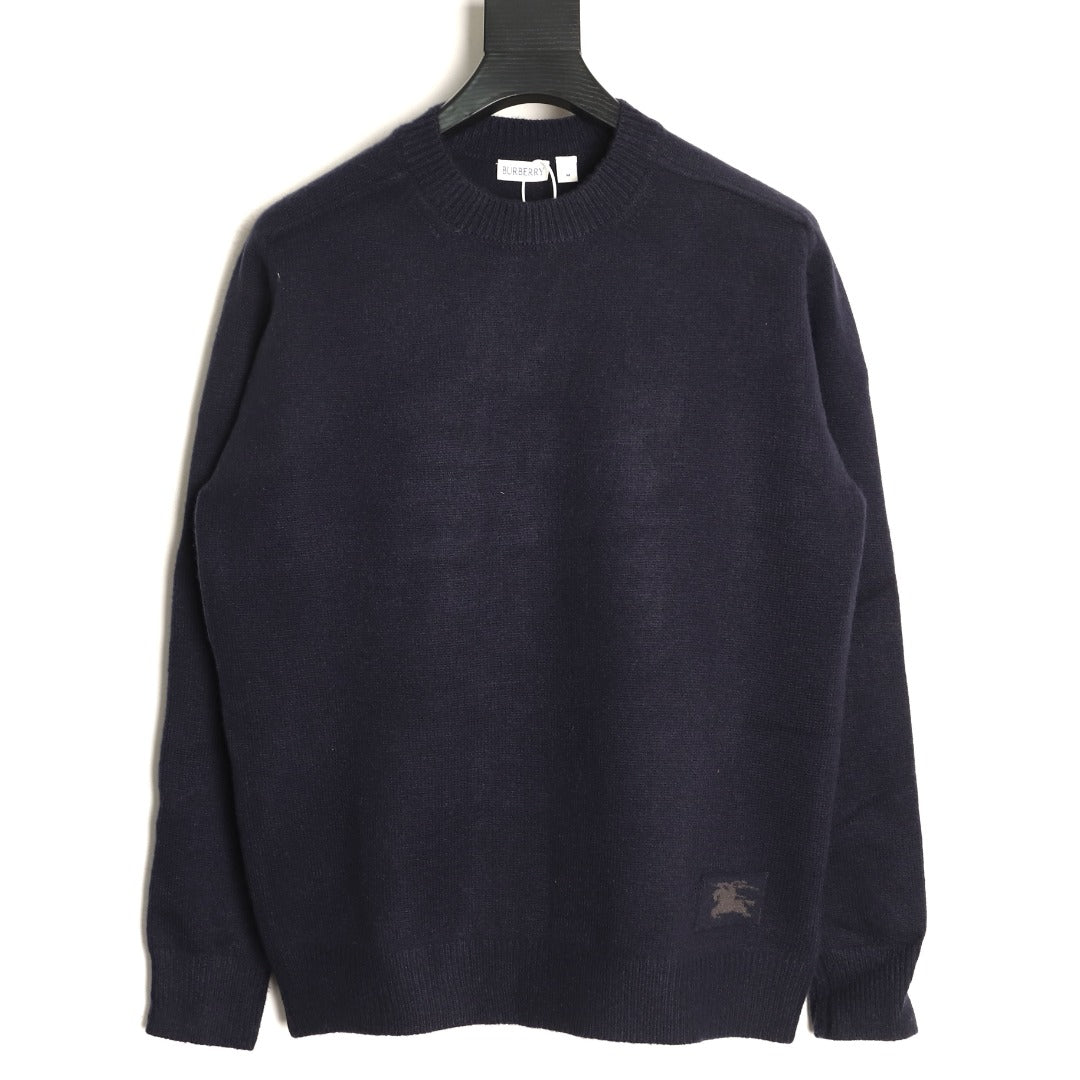 Burberry Navy Equestrian Knight-Detail Crewneck Sweater