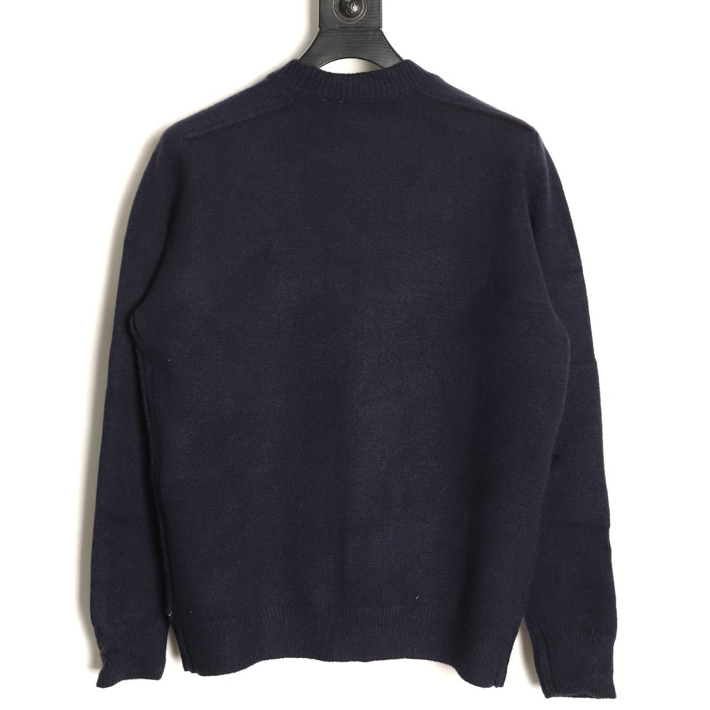 Burberry Navy Equestrian Knight-Detail Crewneck Sweater