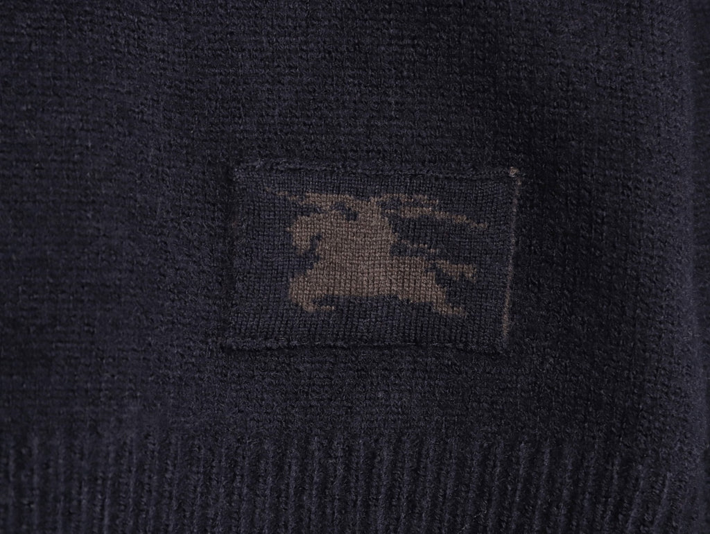 Burberry Navy Equestrian Knight-Detail Crewneck Sweater
