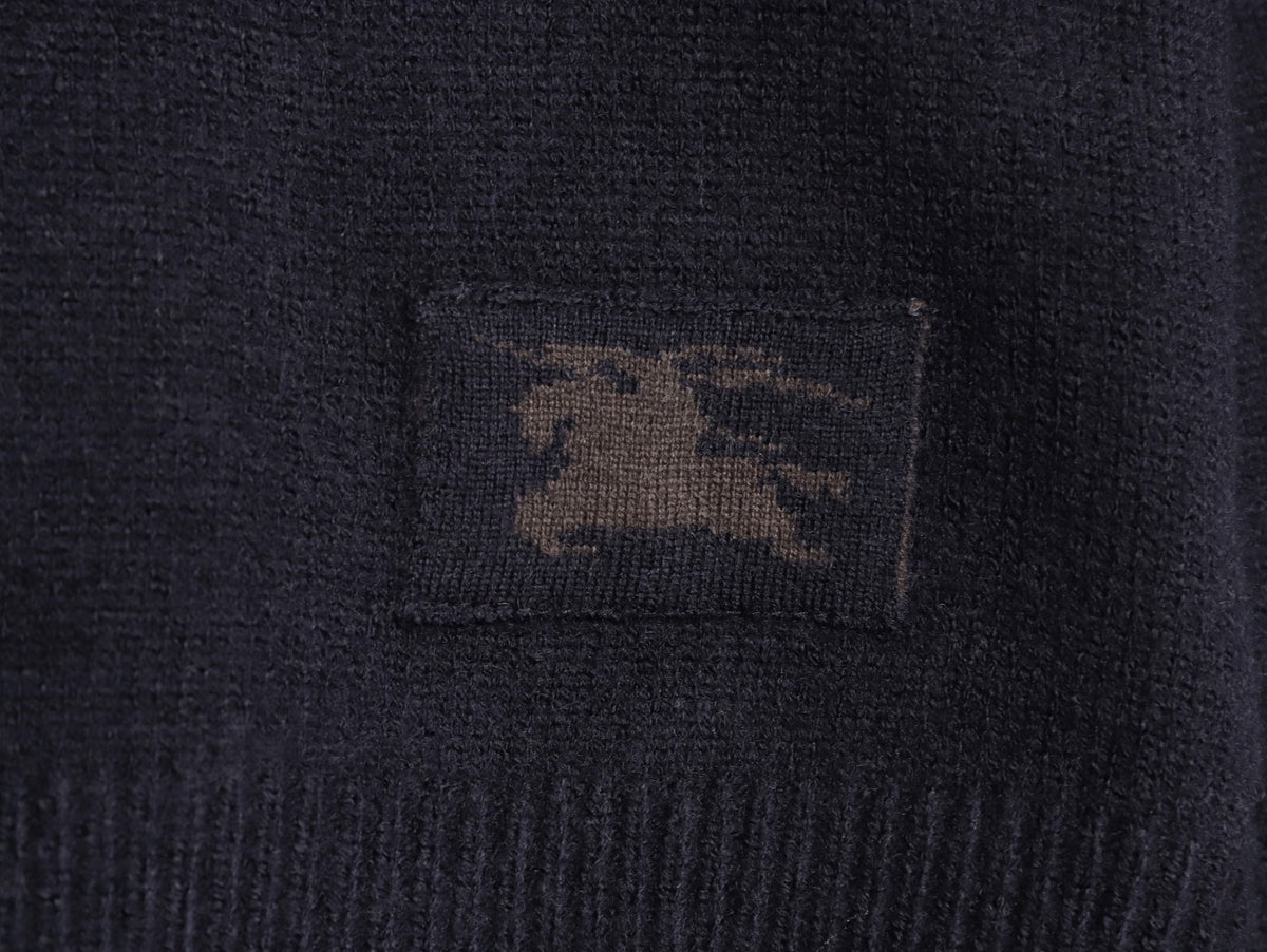 Burberry Navy Equestrian Knight-Detail Crewneck Sweater