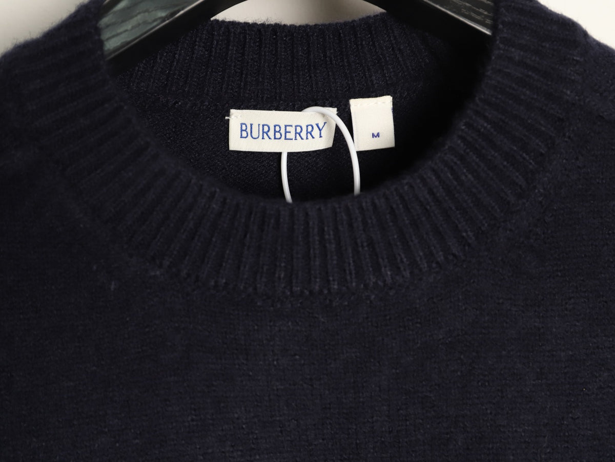 Burberry Navy Equestrian Knight-Detail Crewneck Sweater