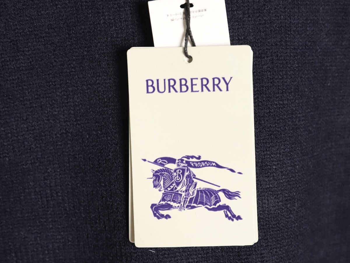 Burberry Navy Equestrian Knight-Detail Crewneck Sweater