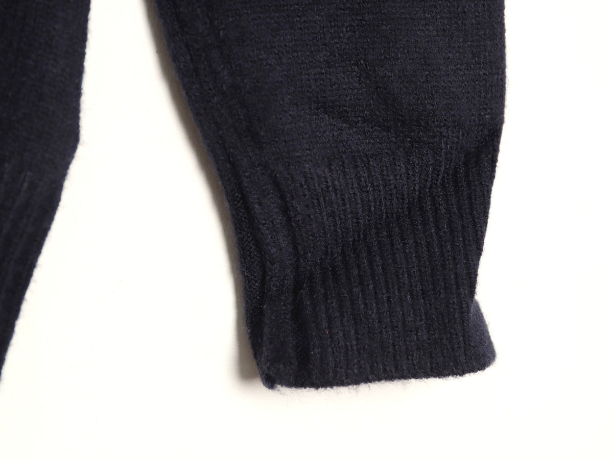 Burberry Navy Equestrian Knight-Detail Crewneck Sweater