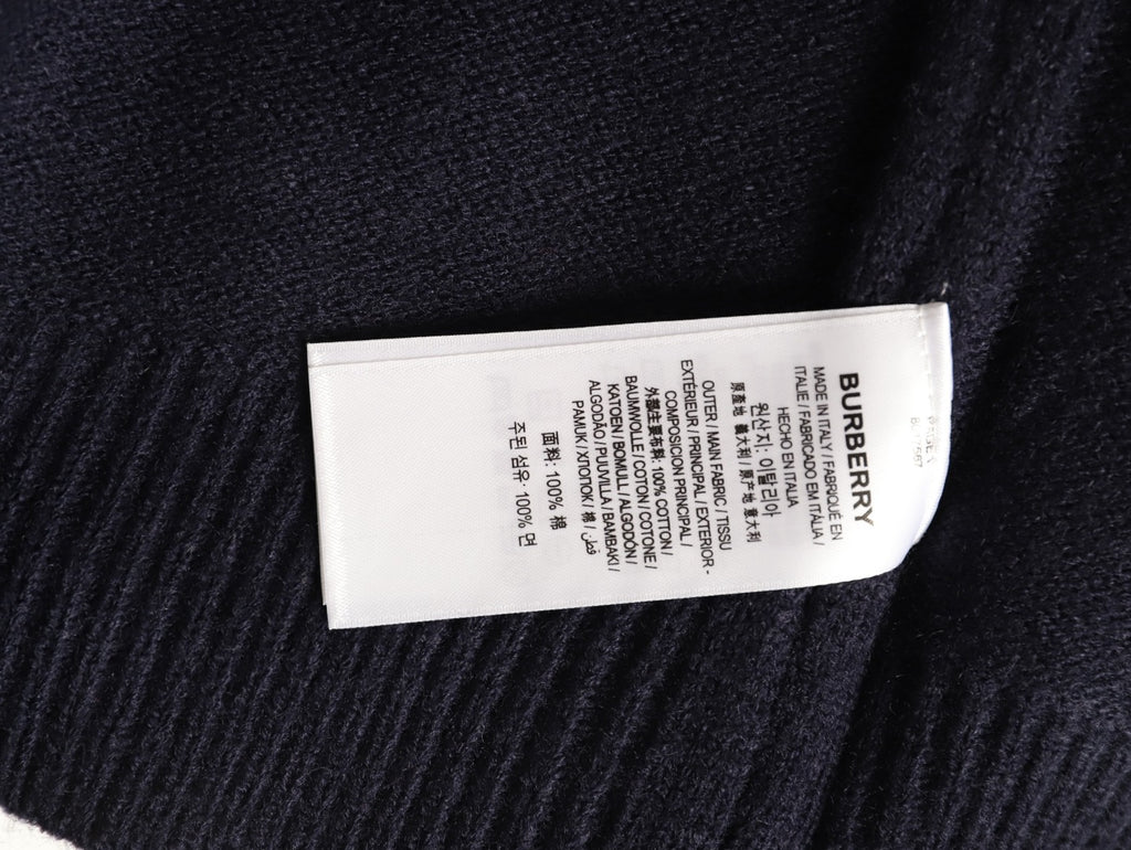 Burberry Navy Equestrian Knight-Detail Crewneck Sweater