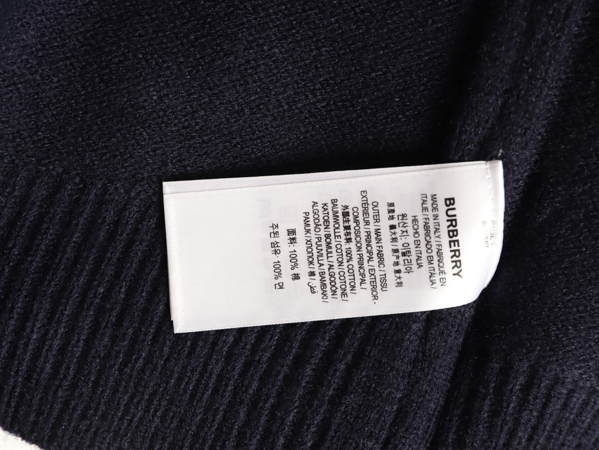 Burberry Navy Equestrian Knight-Detail Crewneck Sweater