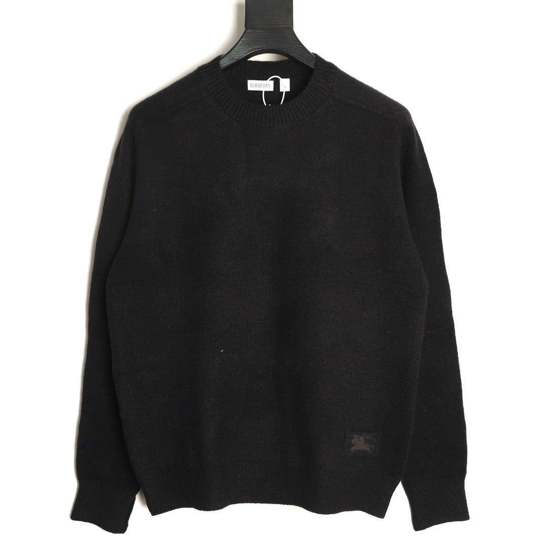 Burberry Black Equestrian Knight-Detail Crewneck Sweater