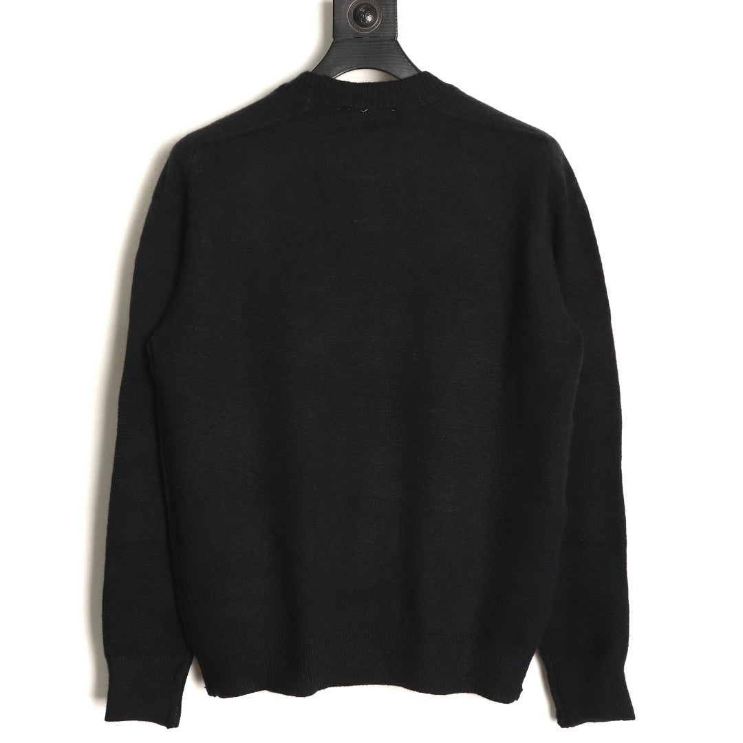 Burberry Black Equestrian Knight-Detail Crewneck Sweater