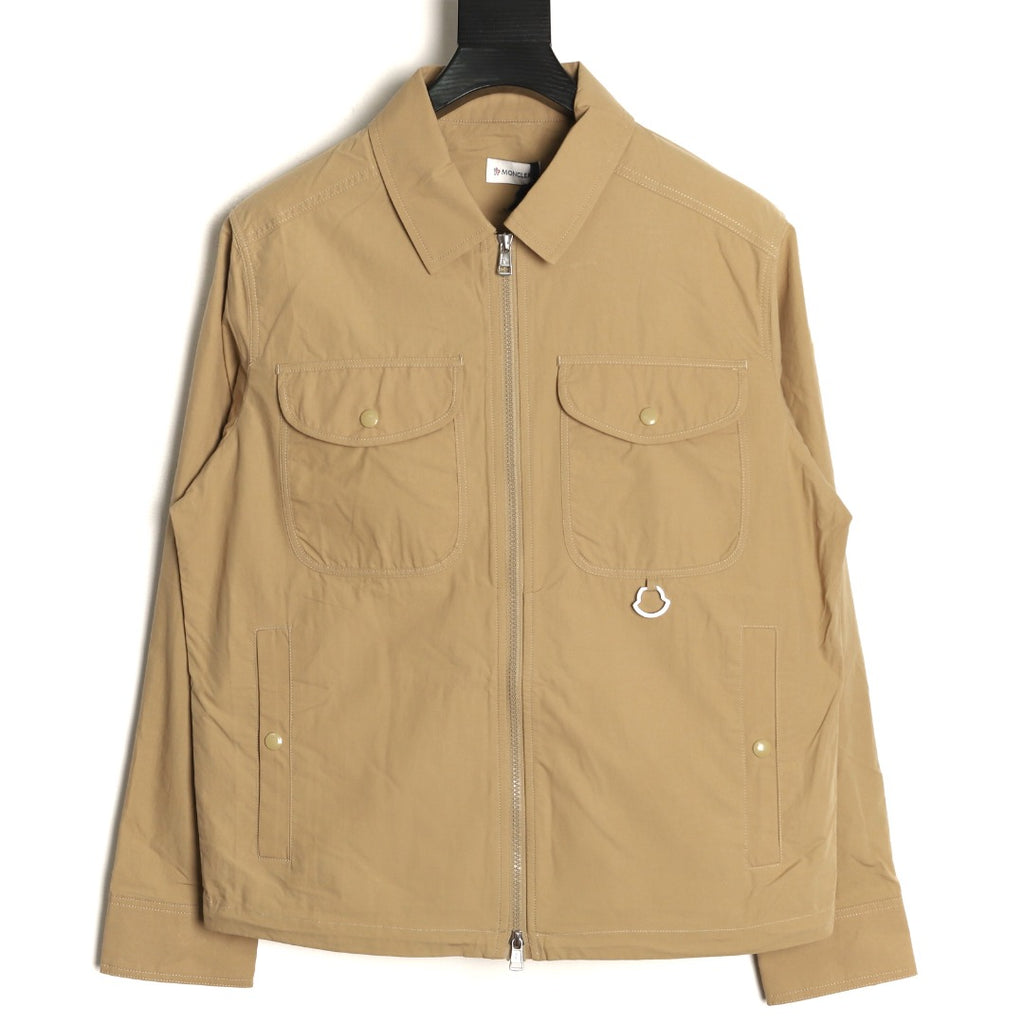 Moncler Khaki Arm-Badge Workwear Zip Jacket