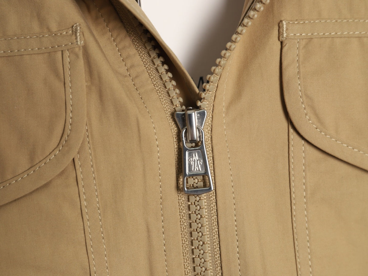 Moncler Khaki Arm-Badge Workwear Zip Jacket