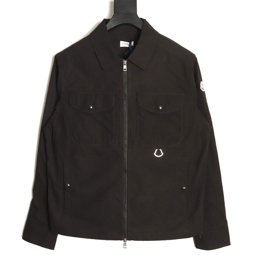 Moncler Black Arm-Badge Workwear Zip Jacket