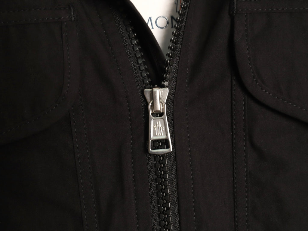 Moncler Black Arm-Badge Workwear Zip Jacket