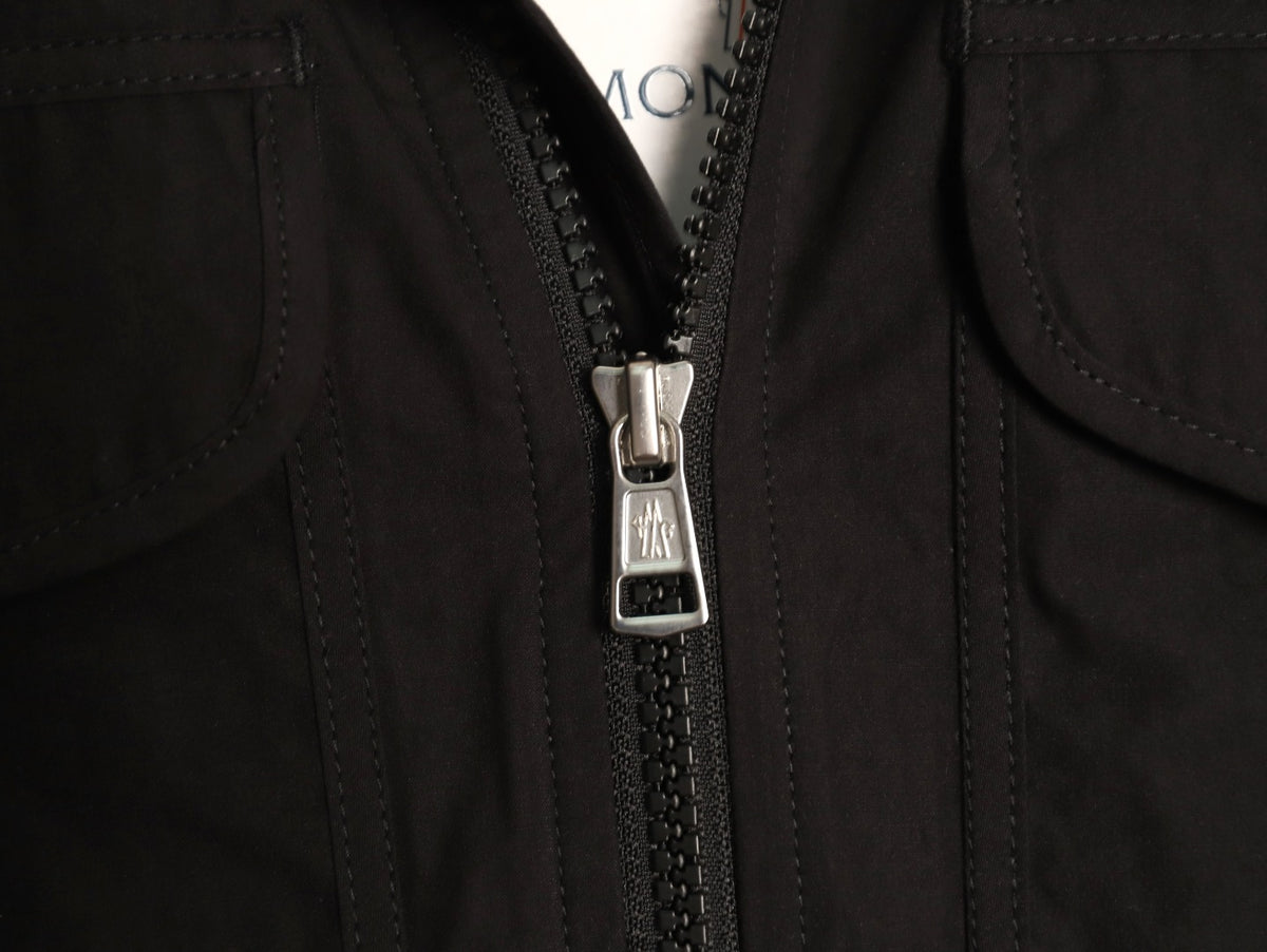 Moncler Black Arm-Badge Workwear Zip Jacket