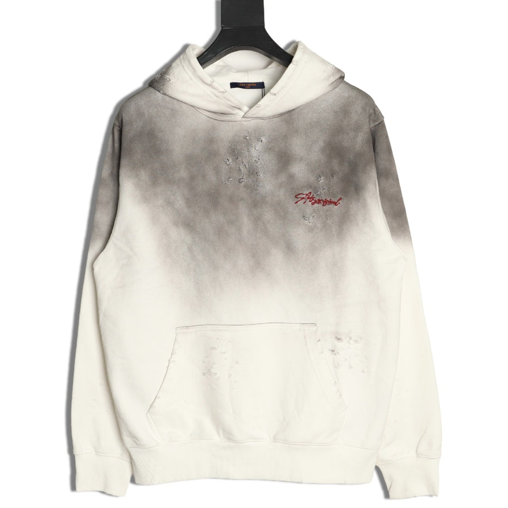 Louis Vuitton 25FW Gray-to-Ivory Floral Letter Hooded Sweatshirt