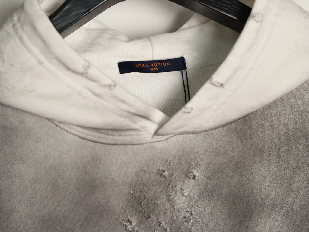 Louis Vuitton 25FW Gray-to-Ivory Floral Letter Hooded Sweatshirt