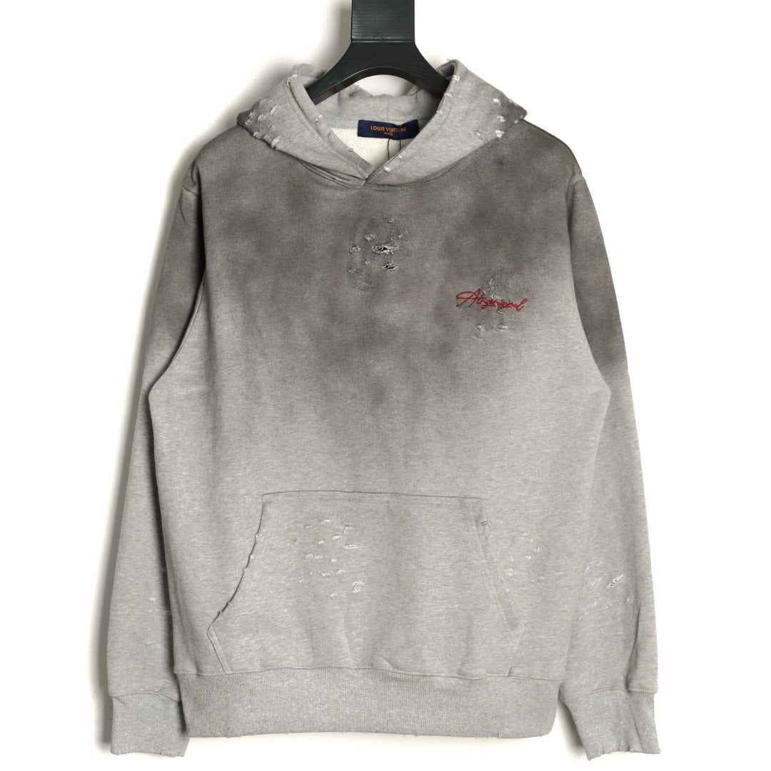 Louis Vuitton 25FW Gray Floral Letter Hooded Sweatshirt