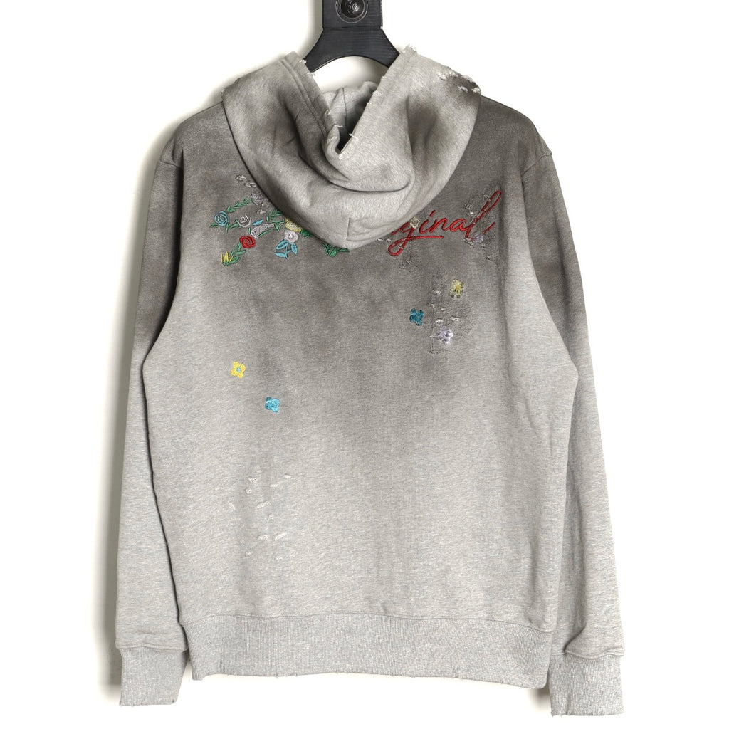 Louis Vuitton 25FW Gray Floral Letter Hooded Sweatshirt