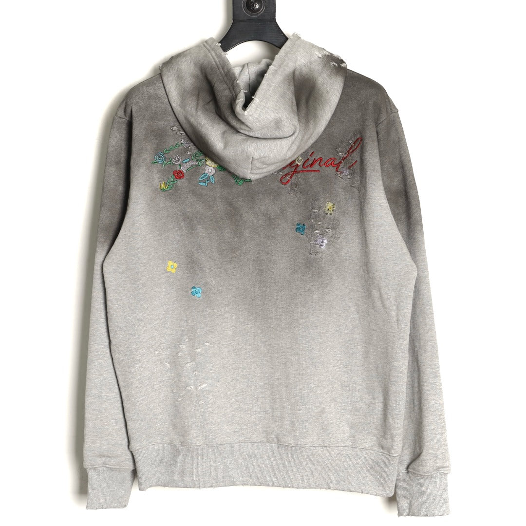 Louis Vuitton 25FW Gray Floral Letter Hooded Sweatshirt