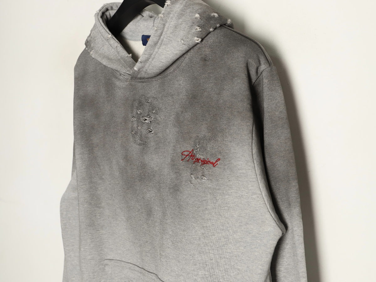 Louis Vuitton 25FW Gray Floral Letter Hooded Sweatshirt