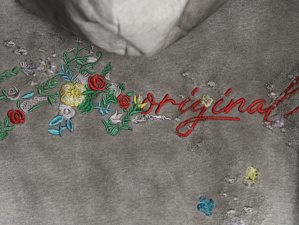 Louis Vuitton 25FW Gray Floral Letter Hooded Sweatshirt
