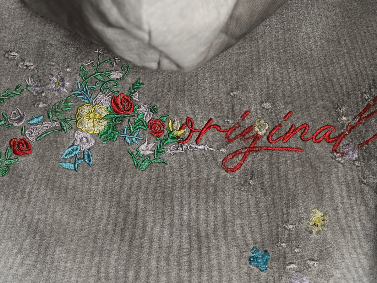 Louis Vuitton 25FW Gray Floral Letter Hooded Sweatshirt
