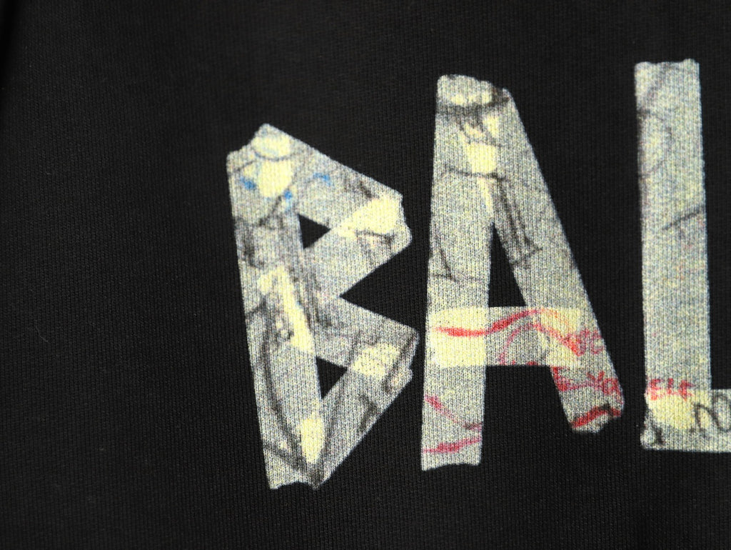 Balenciaga Black Graffiti-Letter Pullover Hoodie