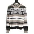 Balenciaga BLCG Gray Black and White Striped Crewneck Sweater