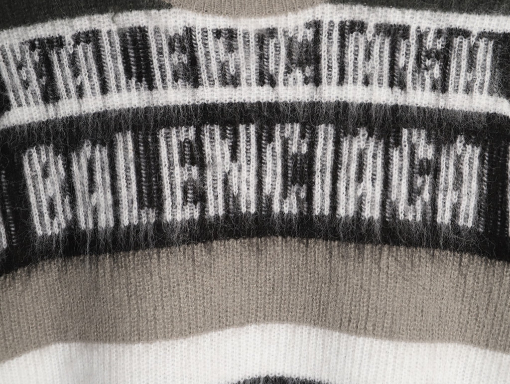 Balenciaga BLCG Gray Black and White Striped Crewneck Sweater