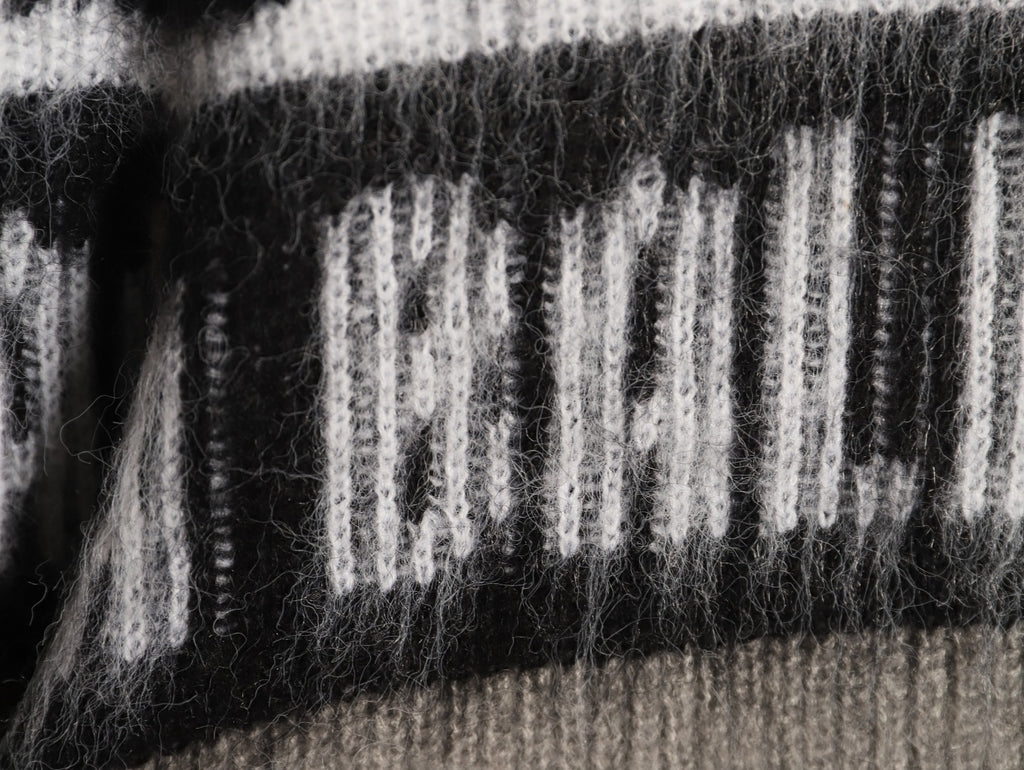 Balenciaga BLCG Gray Black and White Striped Crewneck Sweater