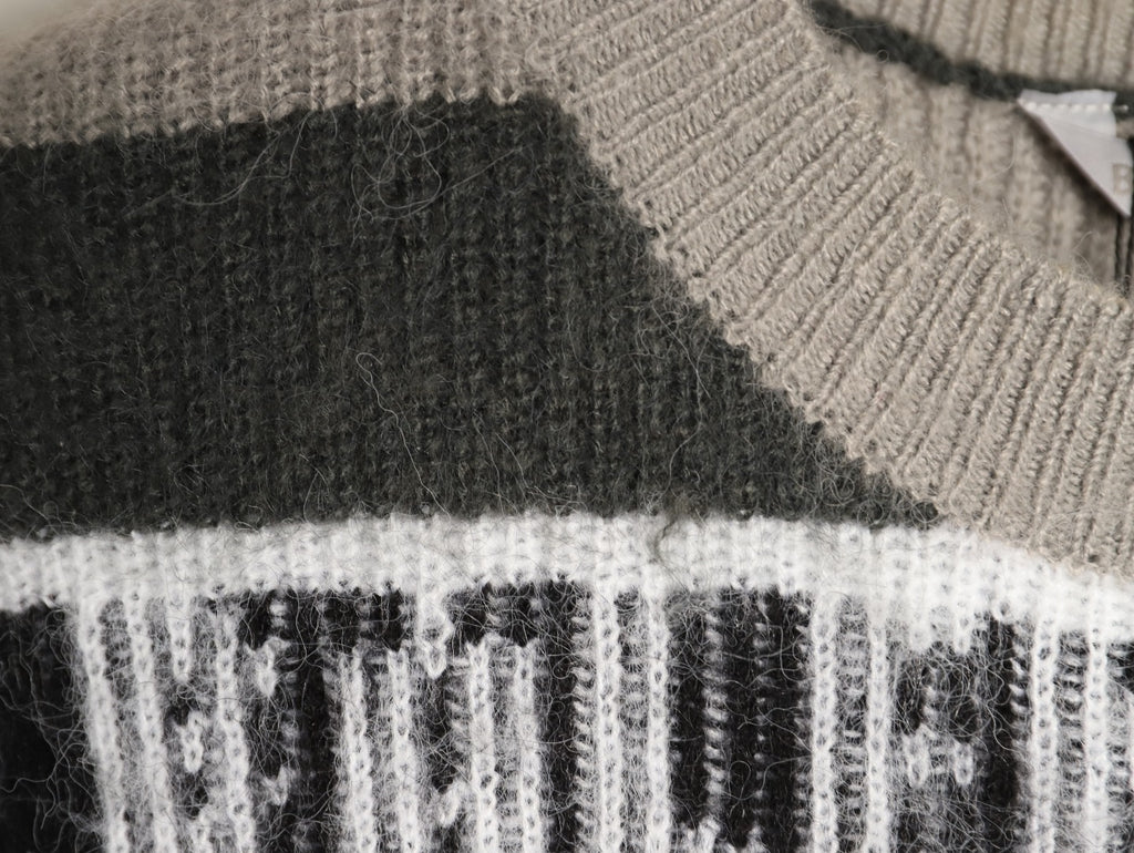 Balenciaga BLCG Gray Black and White Striped Crewneck Sweater