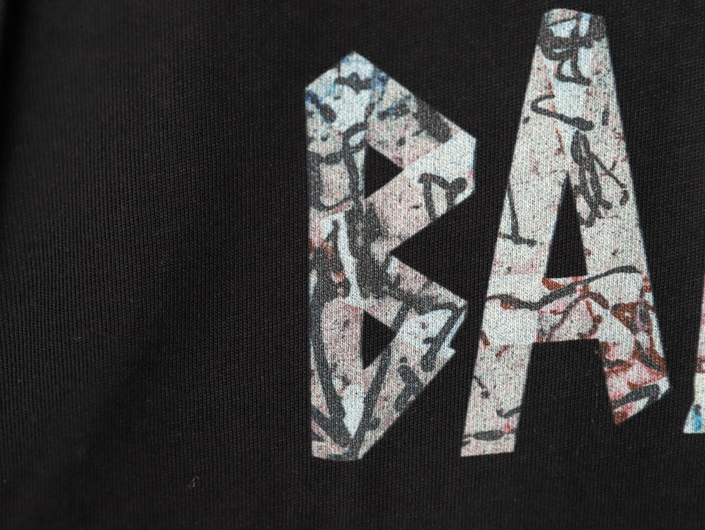 Balenciaga BLCG Black Graffiti-Letter Short-Sleeve T-Shirt