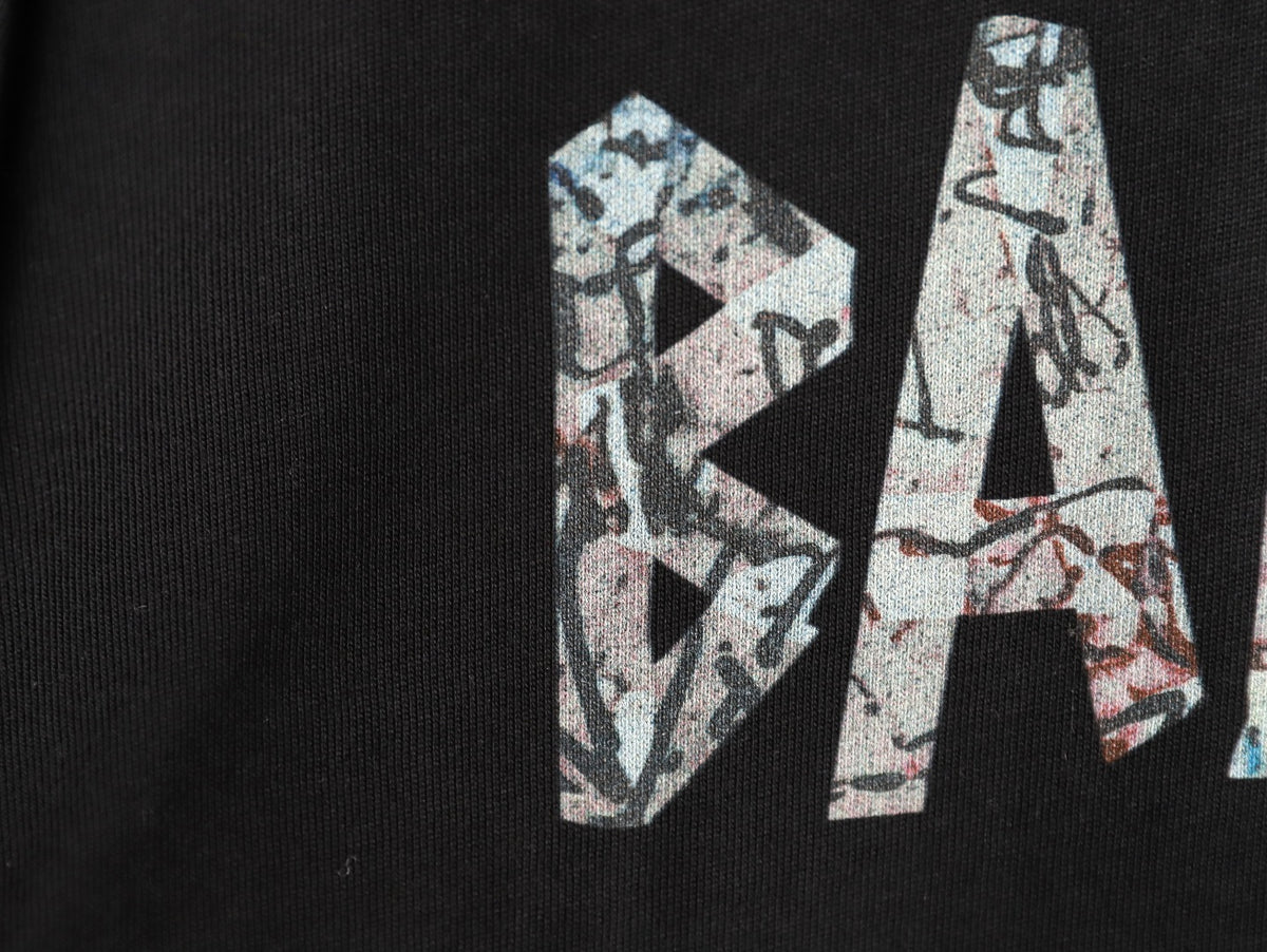 Balenciaga BLCG Black Graffiti-Letter Short-Sleeve T-Shirt