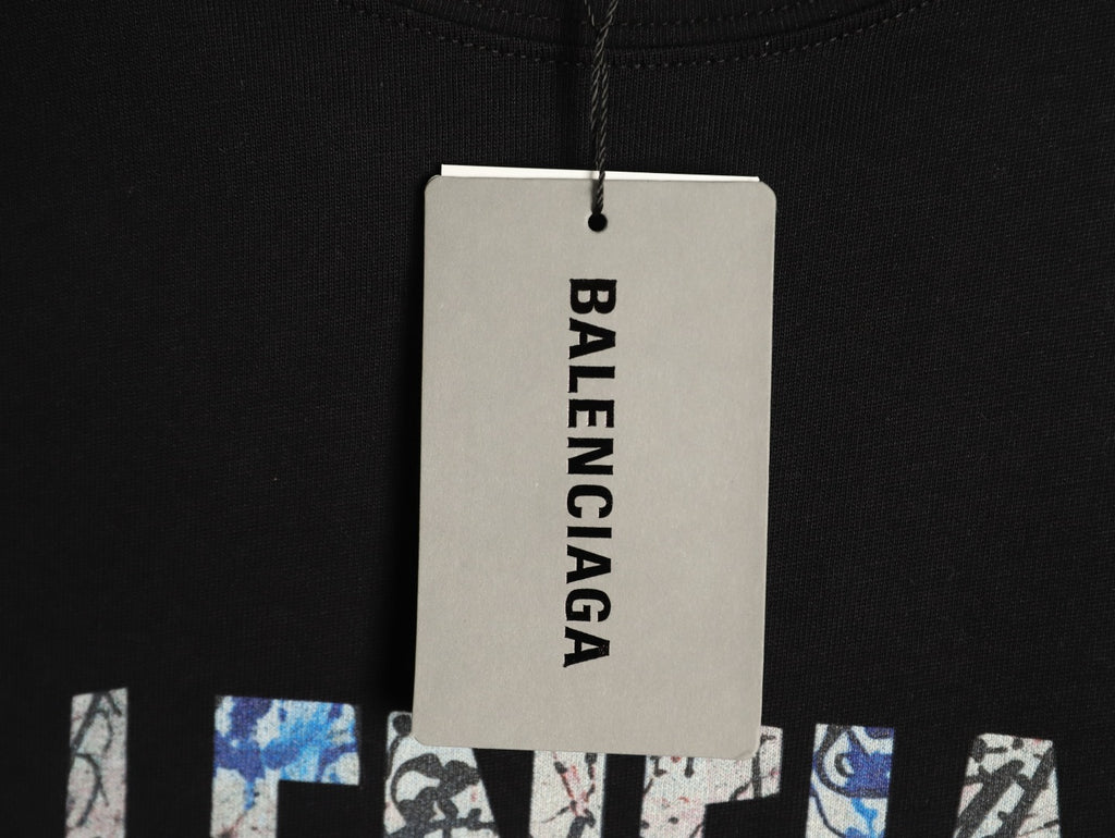 Balenciaga BLCG Black Graffiti-Letter Short-Sleeve T-Shirt