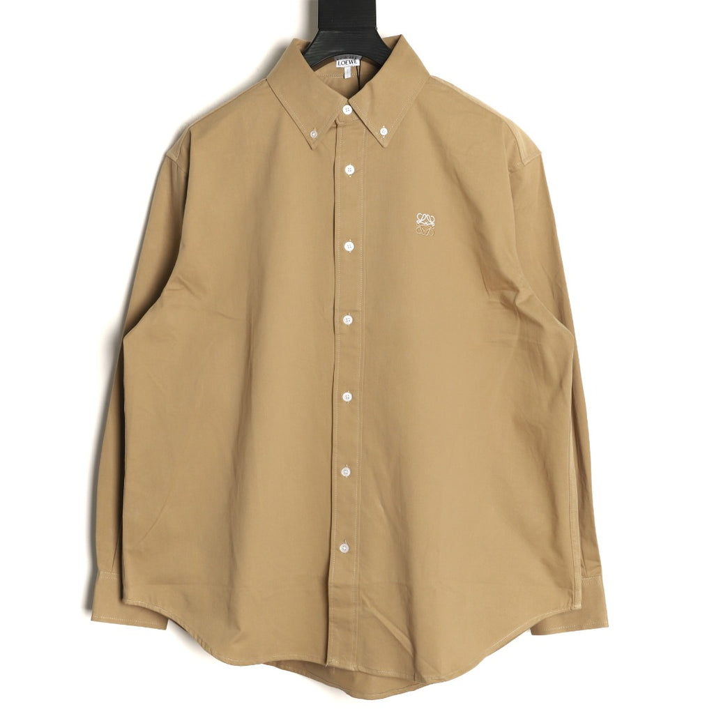 Loewe Khaki Two-Tone Emblem Long-Sleeve Shirt