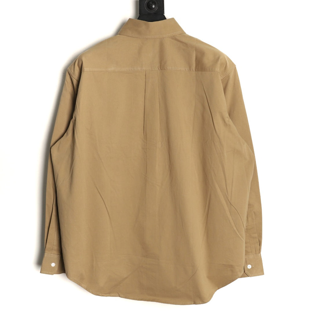 Loewe Khaki Two-Tone Emblem Long-Sleeve Shirt