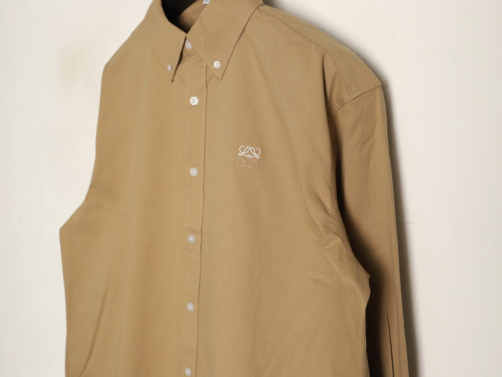 Loewe Khaki Two-Tone Emblem Long-Sleeve Shirt