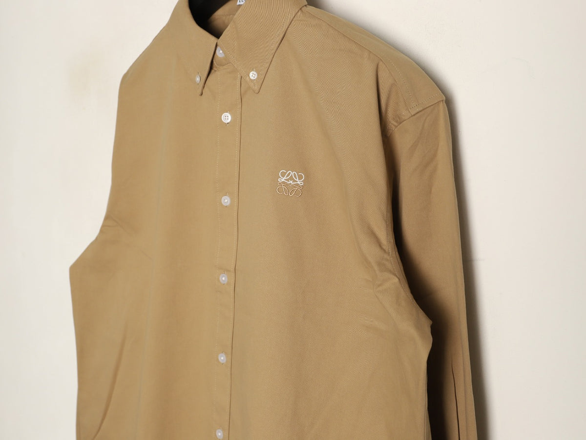 Loewe Khaki Two-Tone Emblem Long-Sleeve Shirt